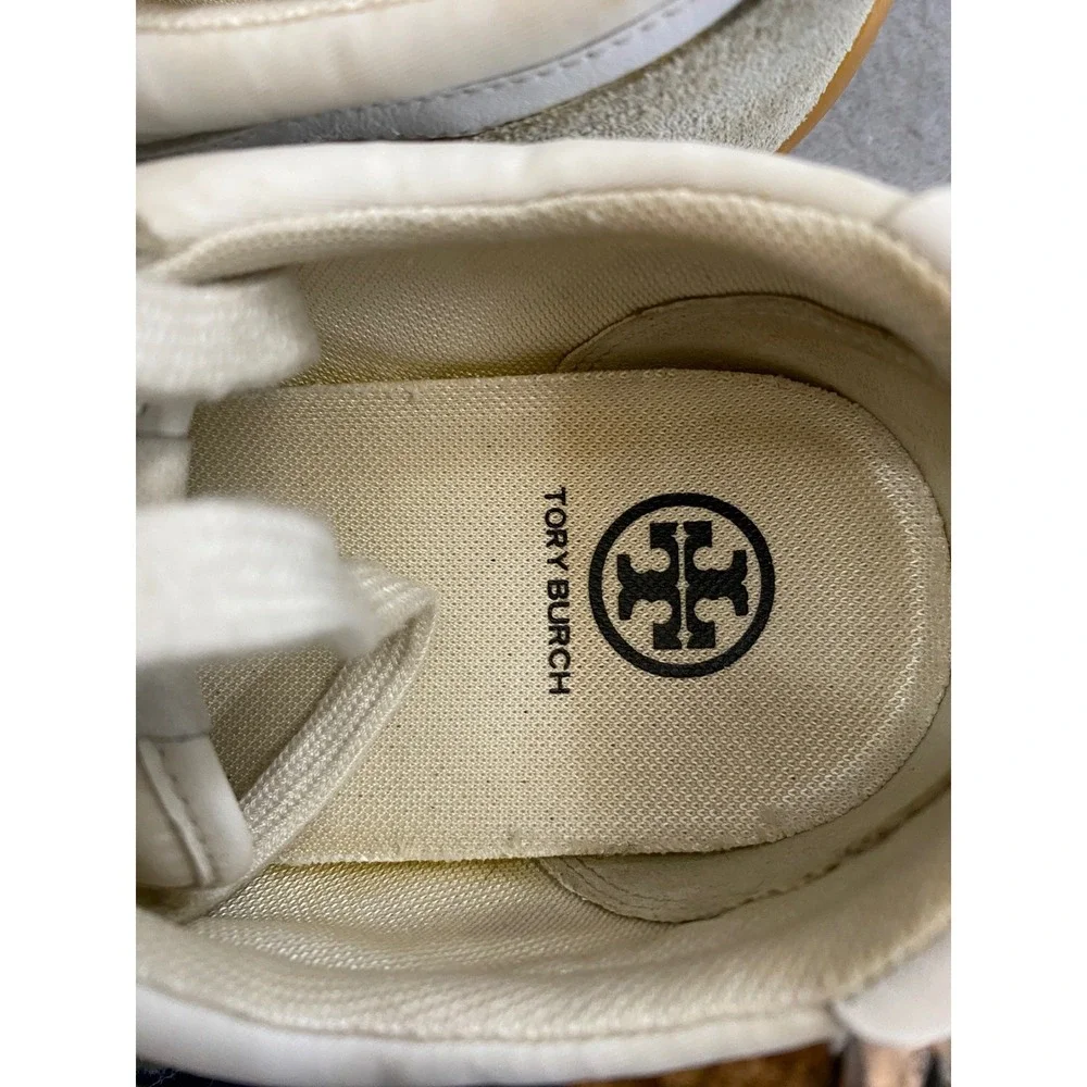 Tory Burch HANK Women 8M Cream White Suede Leather Track Sneakers 82187